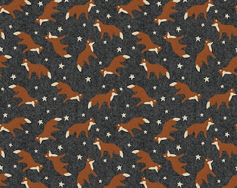 Bosque invernal - Zorro gris en el bosque de Benartex Fabrics