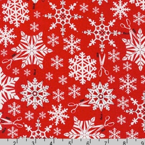 SALE - Swell Noel - Snowflakes Holiday Red von Cynthia Frenette über Robert Kaufman