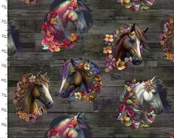 Drinkers Of The Wind - Kleurrijk paardencameos bloemenbord van 3 Wishes Fabric