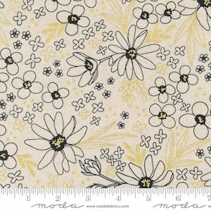 Gilded LINEN - Florals Gold Metallic 11531 21LM from Moda Fabrics