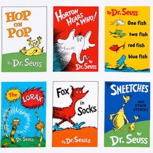 Celebrate Seuss - Books Adventure PANEL by Dr. Seuss from Robert Kaufman Fabric
