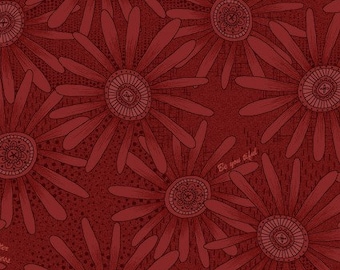 Plant Kindness - Daisies Red Tonal by One Sister from Henry Glass Fabric