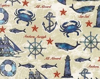 Set Sail - Nautical Items Sand from Robert Kaufman Fabric