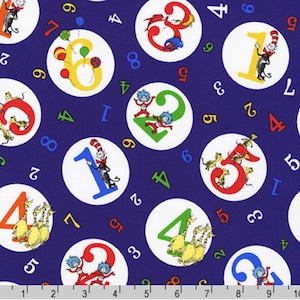 Dr. Seuss 123 - Characters Circles Numbers Concord Grape from Robert Kaufman Fabrics