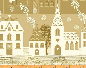SALDI - Glisten - Gold Houses di Whistler Studios da Windham Fabrics