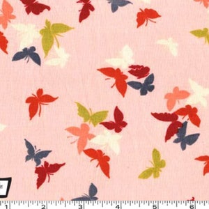 Sea Holly - Flutter by Clouds Butterfly Blossom Pink by Sarah Campbell from Michael Miller