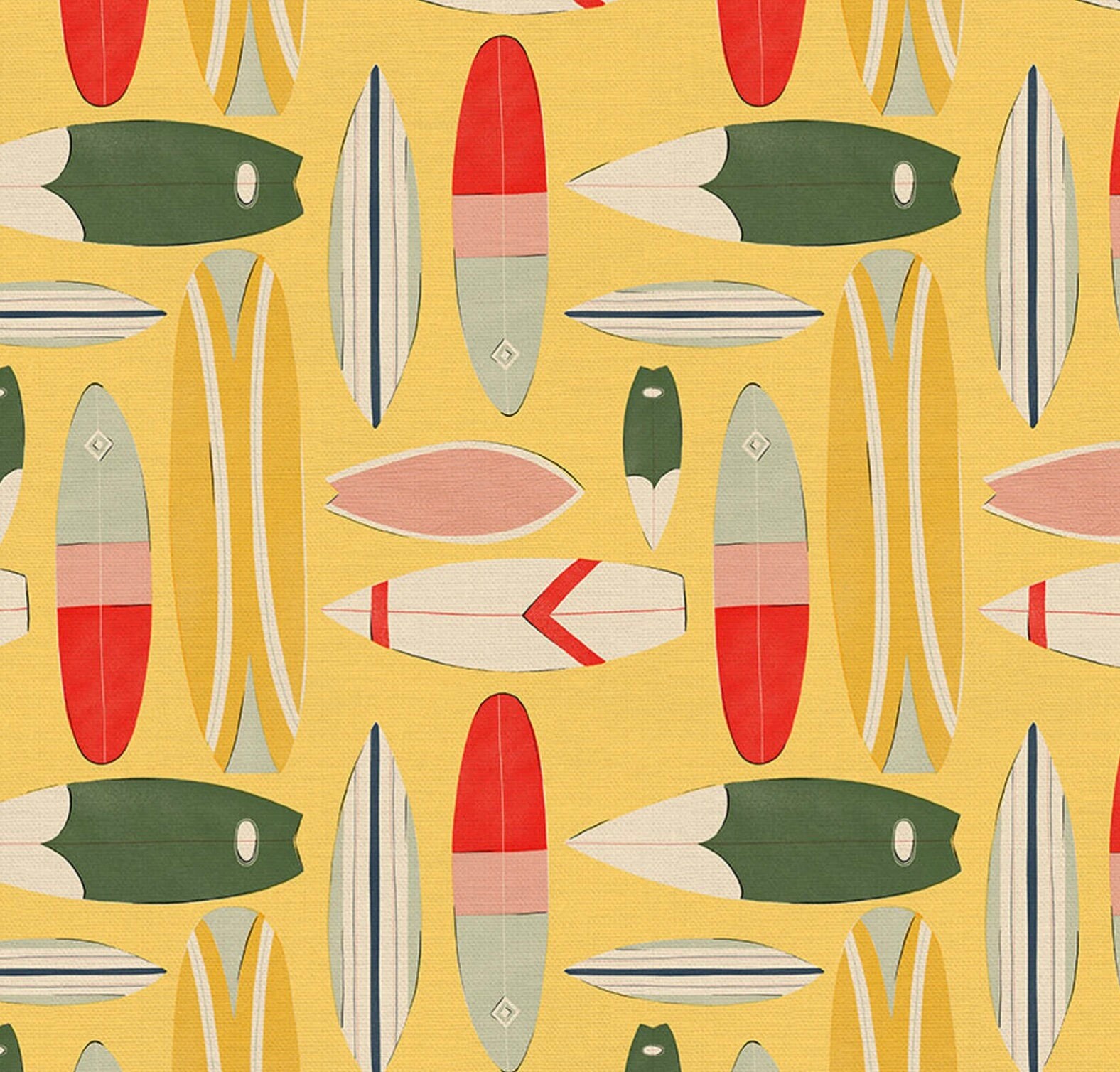 Beach Day - Surf Boards Yellow From Paintbrush Studio Fabrics - Etsy