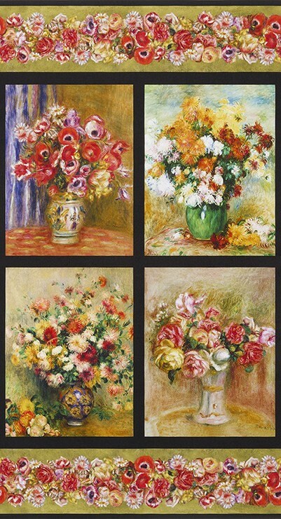 Renoir Floral Vase Nature PANEL 23 Inch from Robert Kaufman Fabric