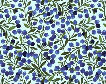 Springtime Tea - Blueberry Vines Blue by Cynthia Frenette from P & B Textiles Fabric