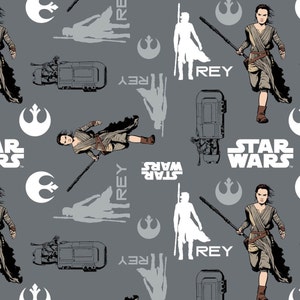 Star Wars 7 The Force Awakens - Multi Star Wars Rey Iron Grey from Camelot Cottons