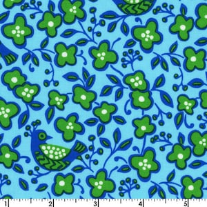 Pájaro floral - Azul turquesa verde de EE Schenck