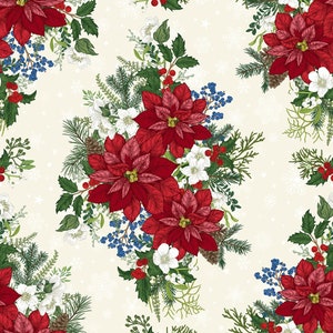 Winter Blooms - Big Flowers Snowflakes Cream from In The Beginning Fabric