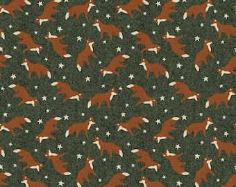 Bosque invernal - Zorro en el bosque verde de Benartex Fabrics