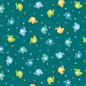In The Jungle - Ellie Scatter Blue from Makower UK  Fabric