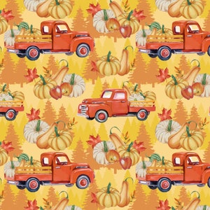Harvest - Thankful To Be Home Trucks Orange from David Textiles Fabrics