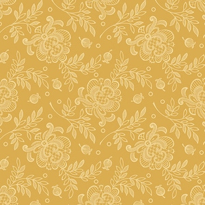 French Mill - Andover Fabrics のレース ローズ イエロー