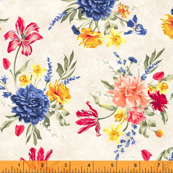 Delilah - Spring Florals Ivory by Whistler Studios from Windham Fabrics