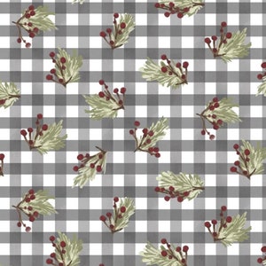 Christmas In The Country - Berries and Plaid Grey from 3 Wishes Fabric
