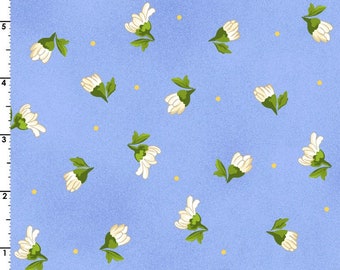 Fresh As A Daisy - Tossed Buds Blue by Rachel Shelburne from Maywood Studio Fabric