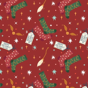 Harry Potter Jul - Dobbystrumpor Röda från Camelot Fabrics