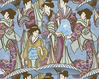 Japońska elegancja – Geishas Blue z Print Concepts Fabric