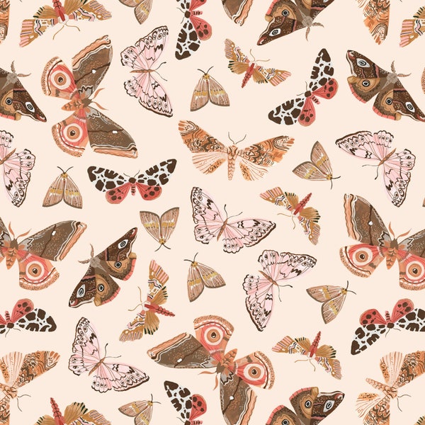 The Fae - Moths Cream by Rae Richie from Dear Stella Fabric