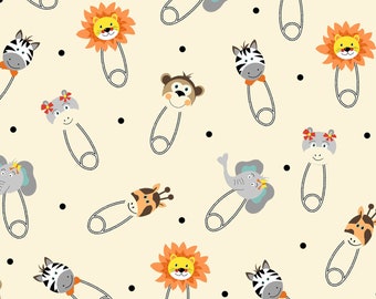 Bungle Jungle - Animal Safety Natural by Dana Brooks from Henry Glass Fabric