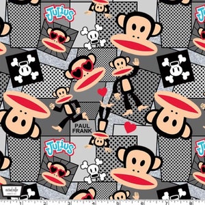 Paul Frank - Comics Grey from Michael Miller Fabric