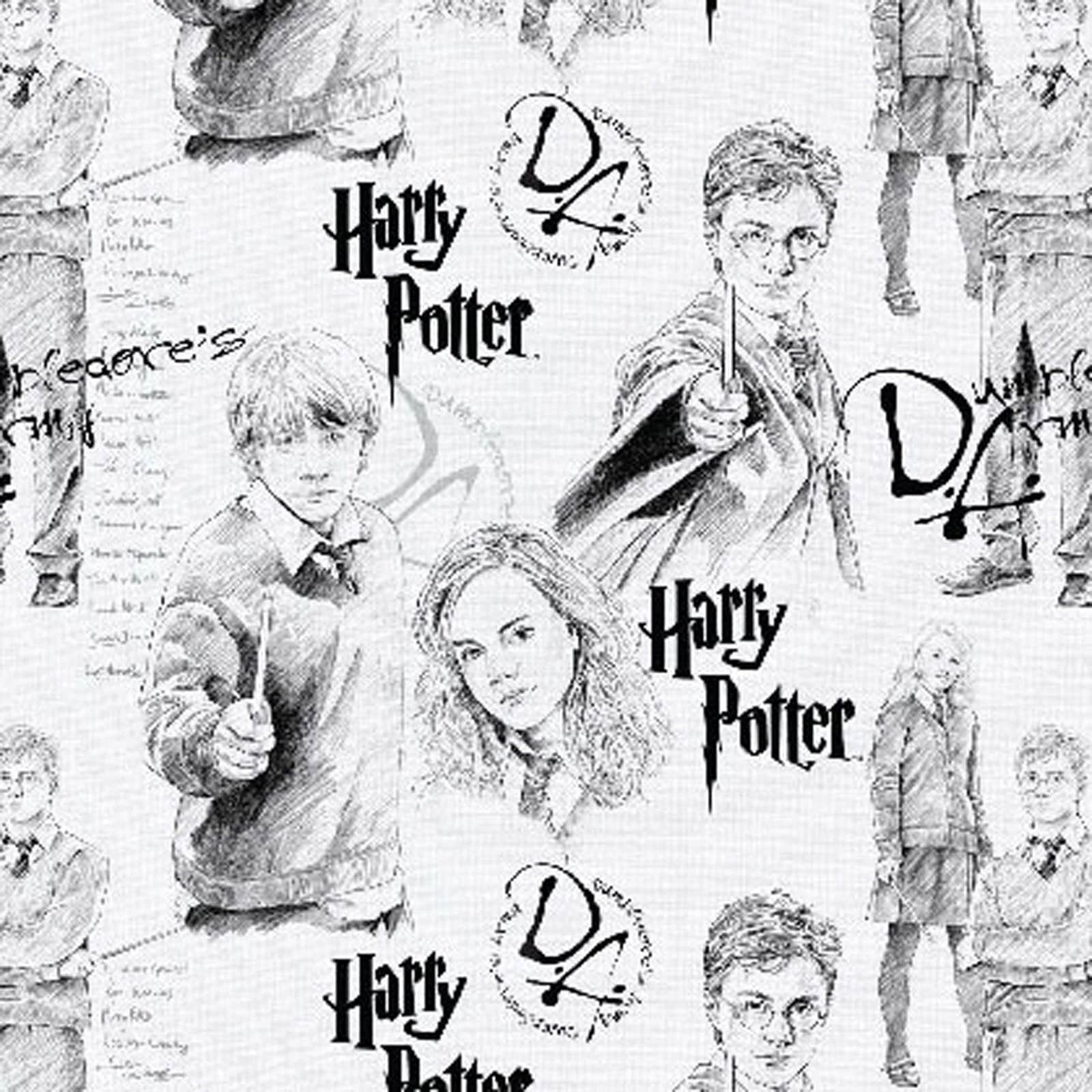 Dessin Harry Potter Noir Et Blanc Harry Potter Personnages Noir Blanc de Camelot Fabrics - Etsy France