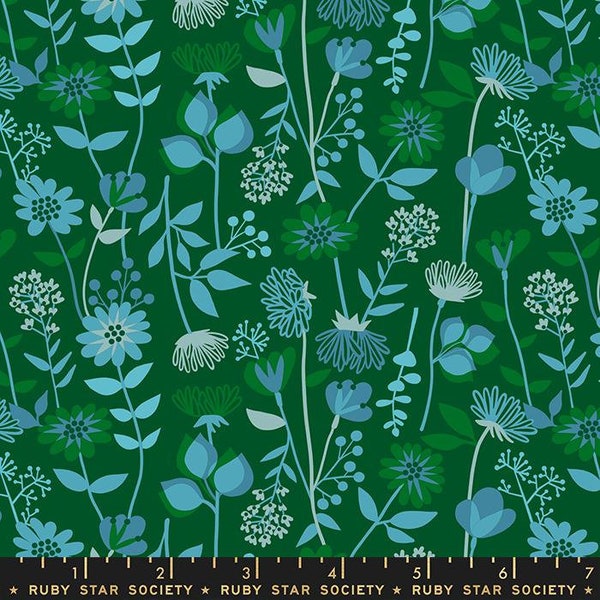 Stay Gold - Floral Meadow Jade Dk Green by Melody Miller from Ruby Star Society Fabric