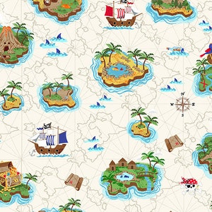 Pirates - Islands Cream from Makower UK  Fabric