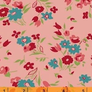 Dixie - Small Floral Coral Pink by Allison Harris from Windham Fabrics