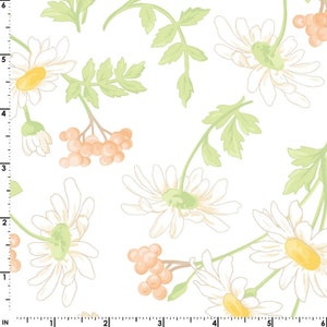 Fresh As A Daisy -  Daisies and Berries Off White by Rachel Shelburne from Maywood Studio Fabric