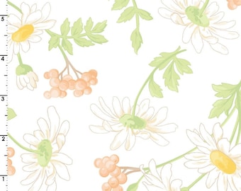 Fresh As A Daisy -  Daisies and Berries Off White by Rachel Shelburne from Maywood Studio Fabric