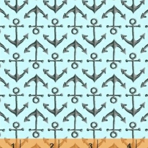 High Tide - Anchors Aqua Blue by Whistler Studios from Windham Fabrics