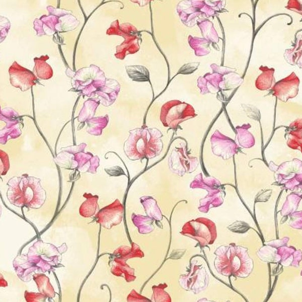 Floral Sweet Pea Ecru from Oasis Fabrics