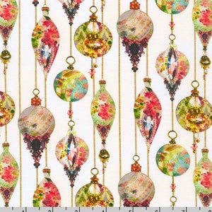 Festive Beauty - Ornaments Natural by Lara Skinner from Robert Kaufman Fabric