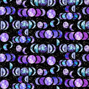 Arctic Wonder - Moon Phases Metallic by Arrolynn Weiderhold from 3 Wishes Fabric