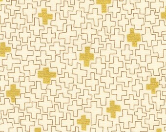 Wayside - Geo Plus Metallic Natural by Karen Lewis from Robert Kaufman Fabric