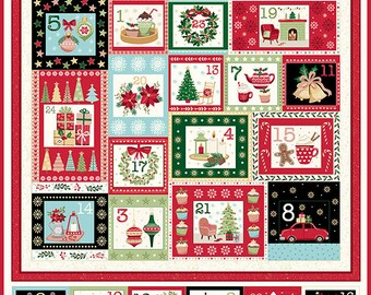 Cosy Christmas - Advent Calendar PANEL 24 Inches from Makower UK  Fabric