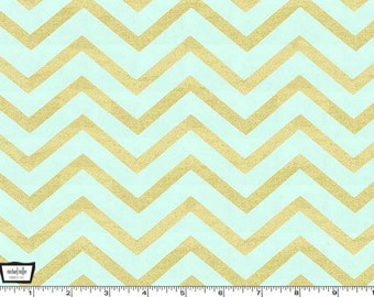 Glitz - Sleek Chevron Pearlized mist - 100% cotton print metallic from Michael Miller