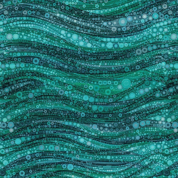 Gigi In The Garden - Stained Glass Abstract Circles Teal from Camelot Fabrics