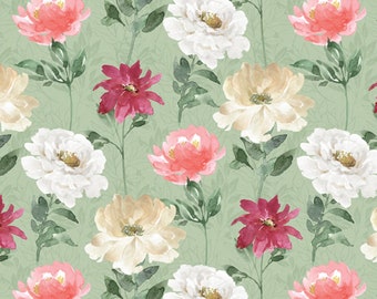 Spring Florals - Floral Pattern Sage Multi from David Textiles Fabrics