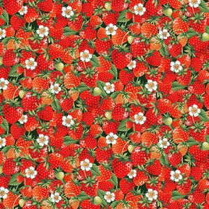 Summer Days - Strawberries Red from Makower UK  Fabric