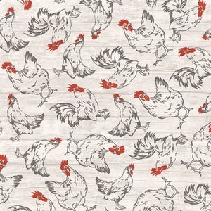Life is Better On The Farm - Rooster Toss Cream from Michael Miller Fabric