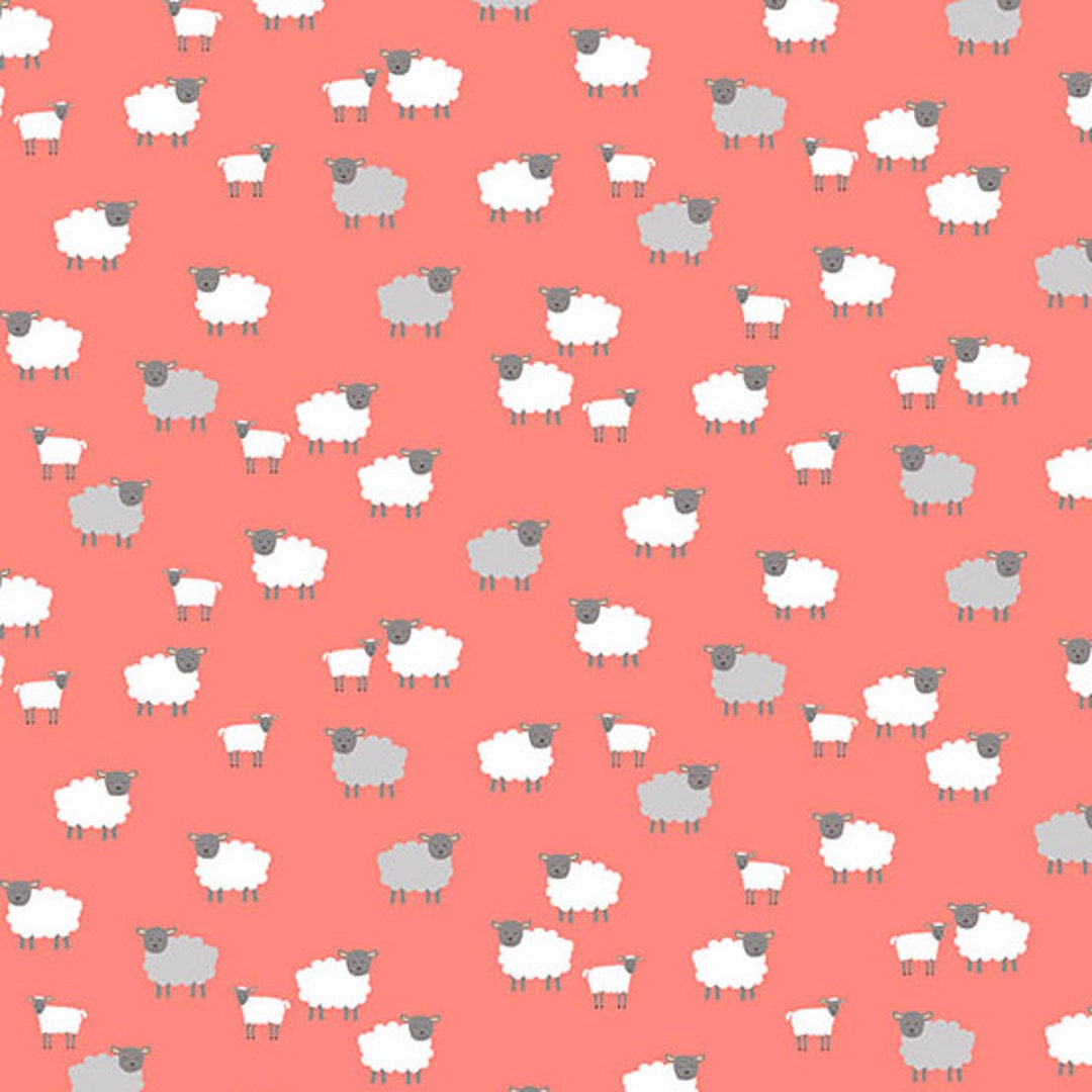Spring Sheep Pink From Makower UK Fabric Etsy
