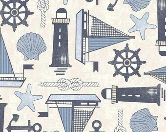 Bon Voyage - Sailing Sway Cream from Michael Miller Fabrics