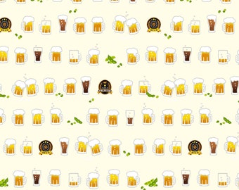 Beer and Hot Spring - Beers Cream from Cosmo Fabric