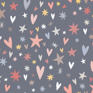 Sky Icon Toss Stars Hearts by Elizabeth Todd Nursery from Springs Creative Fabric