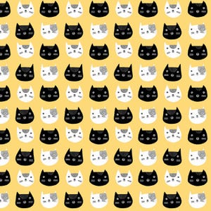 Cosmo Cats - Cat Heads Yellow from Benartex Fabrics